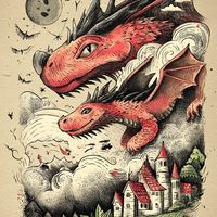 复古风纸上铅笔画