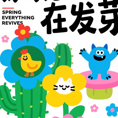 春天可爱萌趣海报