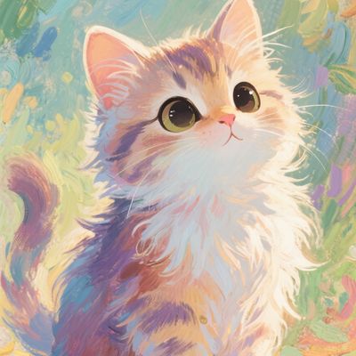 梵高印象派可爱小猫咪
