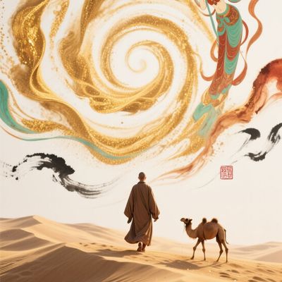 流沙水墨风格