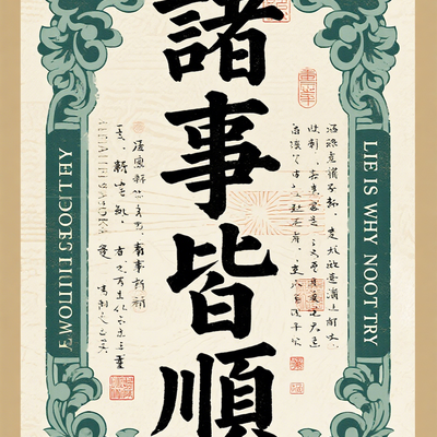 复古票据为原型的国潮设计画面