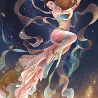神仙仙女现代国画风